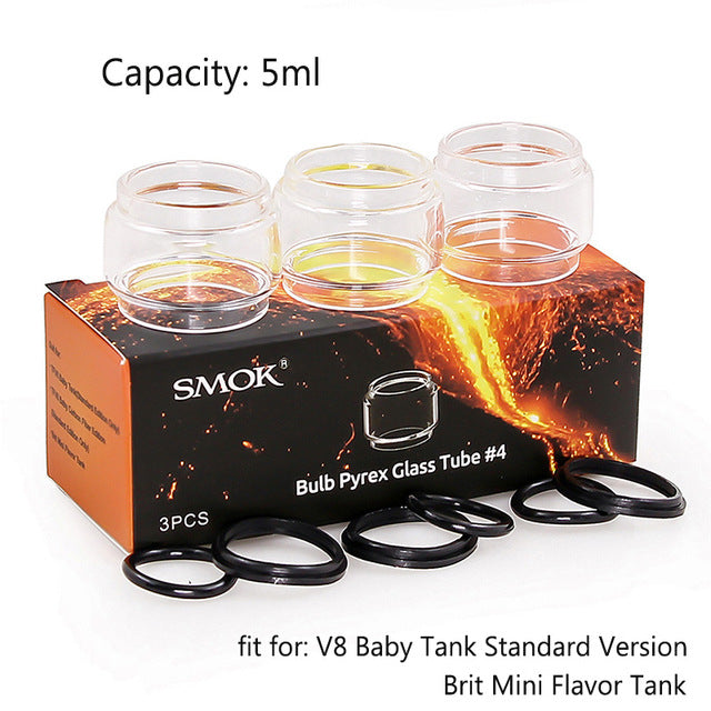 SMOK Bulb Glass tube fit for TFV8 Baby Tank,V8 X-BABY Tank, V8 Big Baby Tank, TFV12 Prince Tank Replacement Pyre Glass Tube